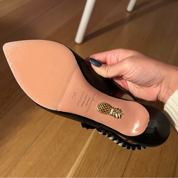 Aquazurra leather pearl studded slingback pumps - Picture 6 of 6